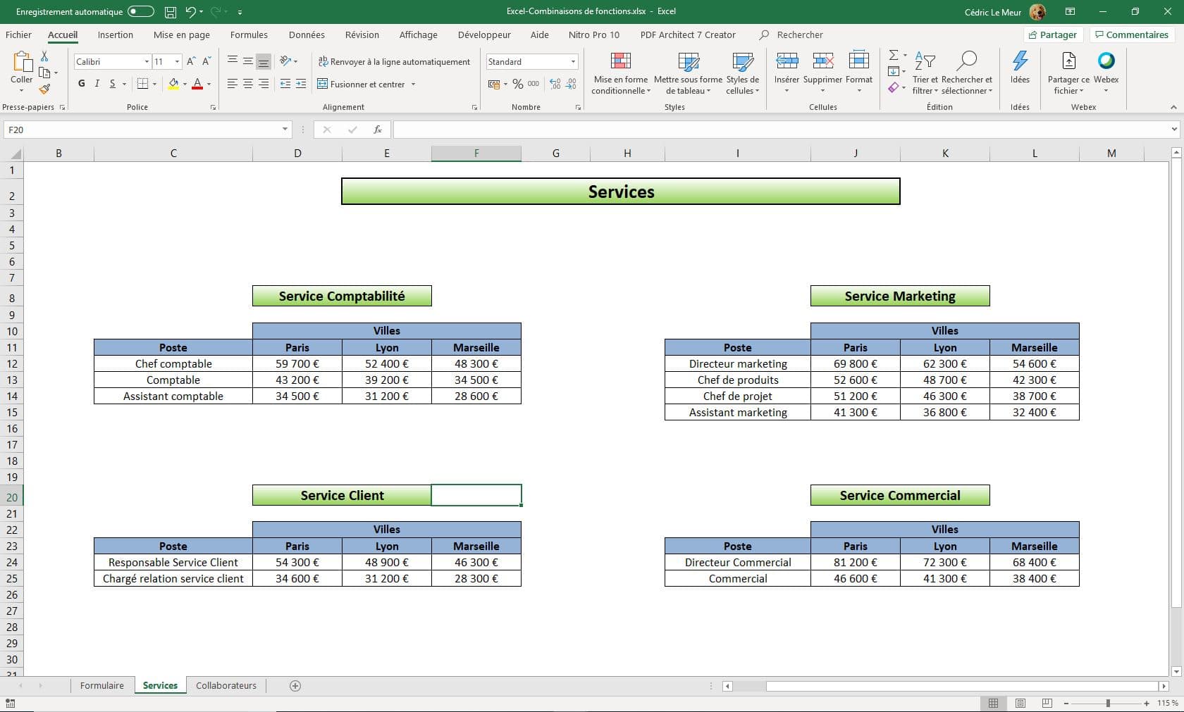 Formation Excel - Combinaison de fonctions